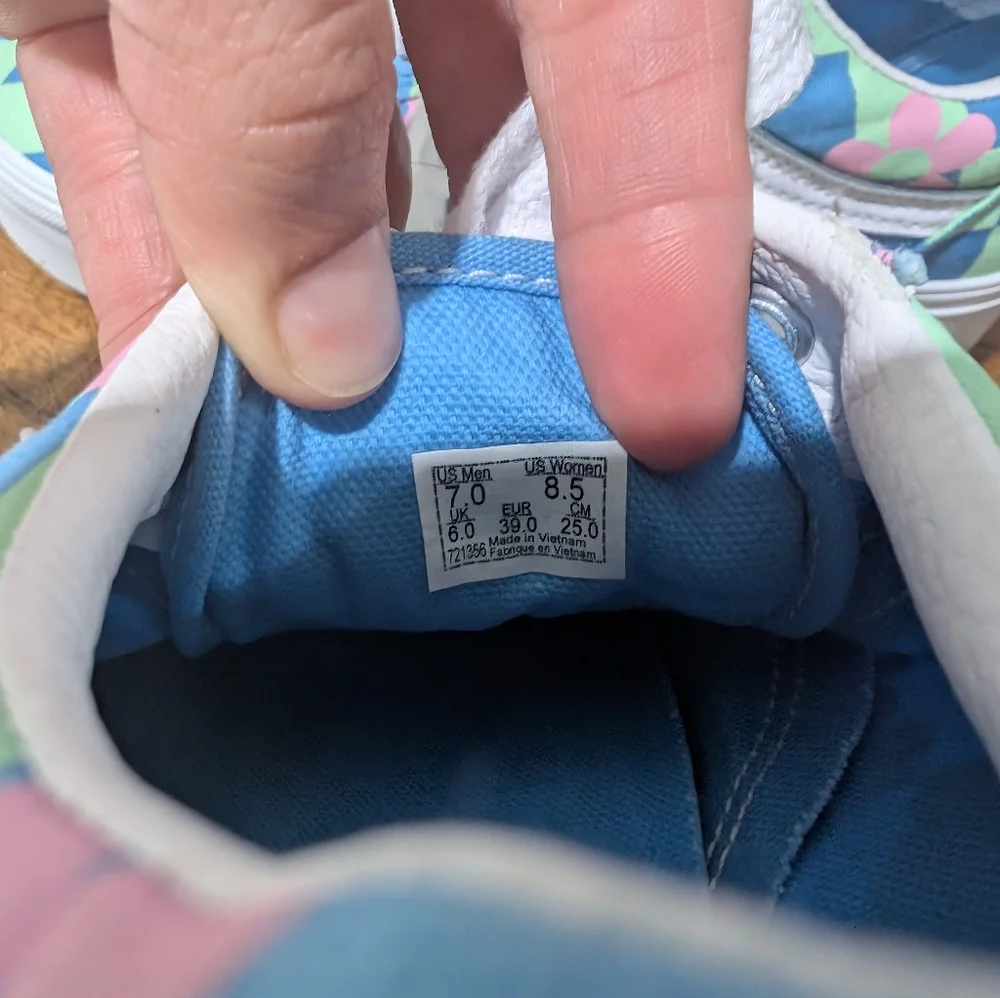 Vans Kids Blue and‎ Pink Checkered Sneakers Womens 8.5 Mens7